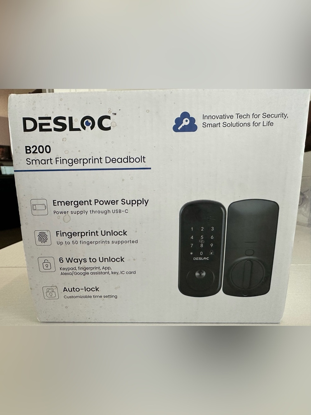 Black Fingerprint Smart Deadbolt - Keyless Electronic Door Lock